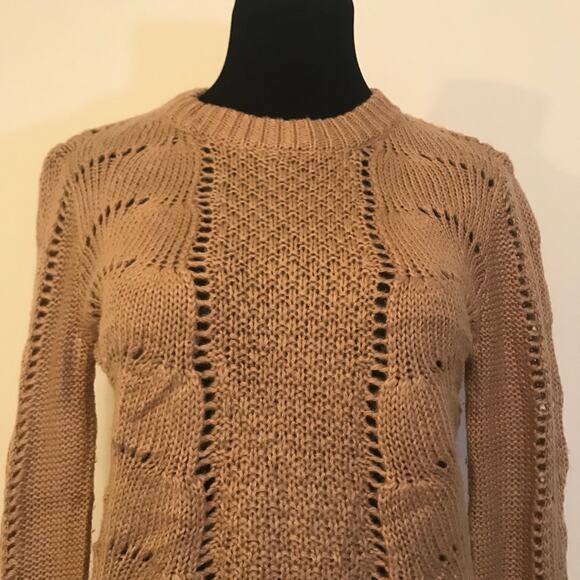 Tan Catherine Malandrino open weave knit sweater SZ XS - Picture 6 of 9